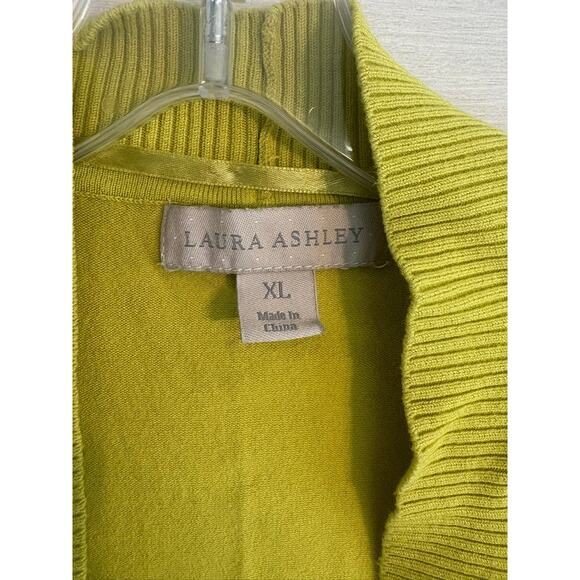 Laura Ashley Neon Yellow Green Short Sleeve Cardigan Sweater - Picture 2 of 5
